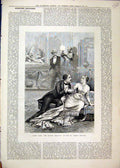 Original Old Antique Print Theatre Scene 1879 Queen Shilling James Romance 19th