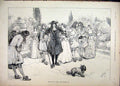 Original Old Antique Print 1893 Mall James Park Easter Time Romance Dog 19th