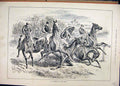 Original Old Antique Print 1883 Horse Race Jumping Fence Falling Riders 19th