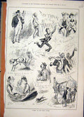 Original Old Antique Print 1879 Derby Horse Racing Men Singing Women Romance
