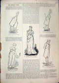 Original Old Antique Print Comedy Sketches 1879 Crutch Toothpick Women Hare Mr