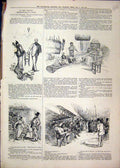 Original Old Antique Print Hot Air Balloon 1879 Chair Men Sitting 19th