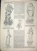 Original Old Antique Print 1879 Comedy Sketches Man Snakes Women Bag Fat Man