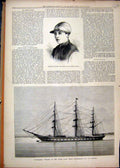 Original Old Antique Print 1877 Portrait Archer Crusader Ocean Race Canterbury