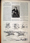 Original Old Antique Print 1892 Golf Player Flora Clark Punchestown Horse Races