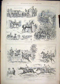 Original Old Antique Print 1893 Punchestown Races Lincoln Horse Fair Abbot Jump