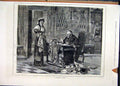 Original Old Antique Print 1878 Catholic Priest Writing Table Mess Woman 19th