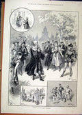 Original Old Antique Print Faust Gaiety Theatre 1888 Scene Street 19th