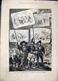 Original Old Antique Print Fancy Bazaar Vienna 1879 Floods Szegedin Victorian