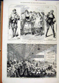 Original Old Antique Print Scene Over ProRoyalty Theatre 1878 Root Show 19th