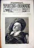 Original Old Antique Print 1874 Portrait Flastaff Olm Man Hat 19th