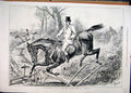 Original Old Antique Print 1878 Horse Jumping Fence Landing Plough Field Country