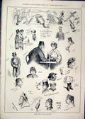 Original Old Antique Print Funny Fish Aquarium 1879 Sword Castle Jack Comedy