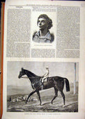 Original Old Antique Print 1878 Portrait George Leitch Hampton Horse Fordham