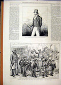 Original Old Antique Print 1877 Portrait George Bentinck James Hall Theatre Cake