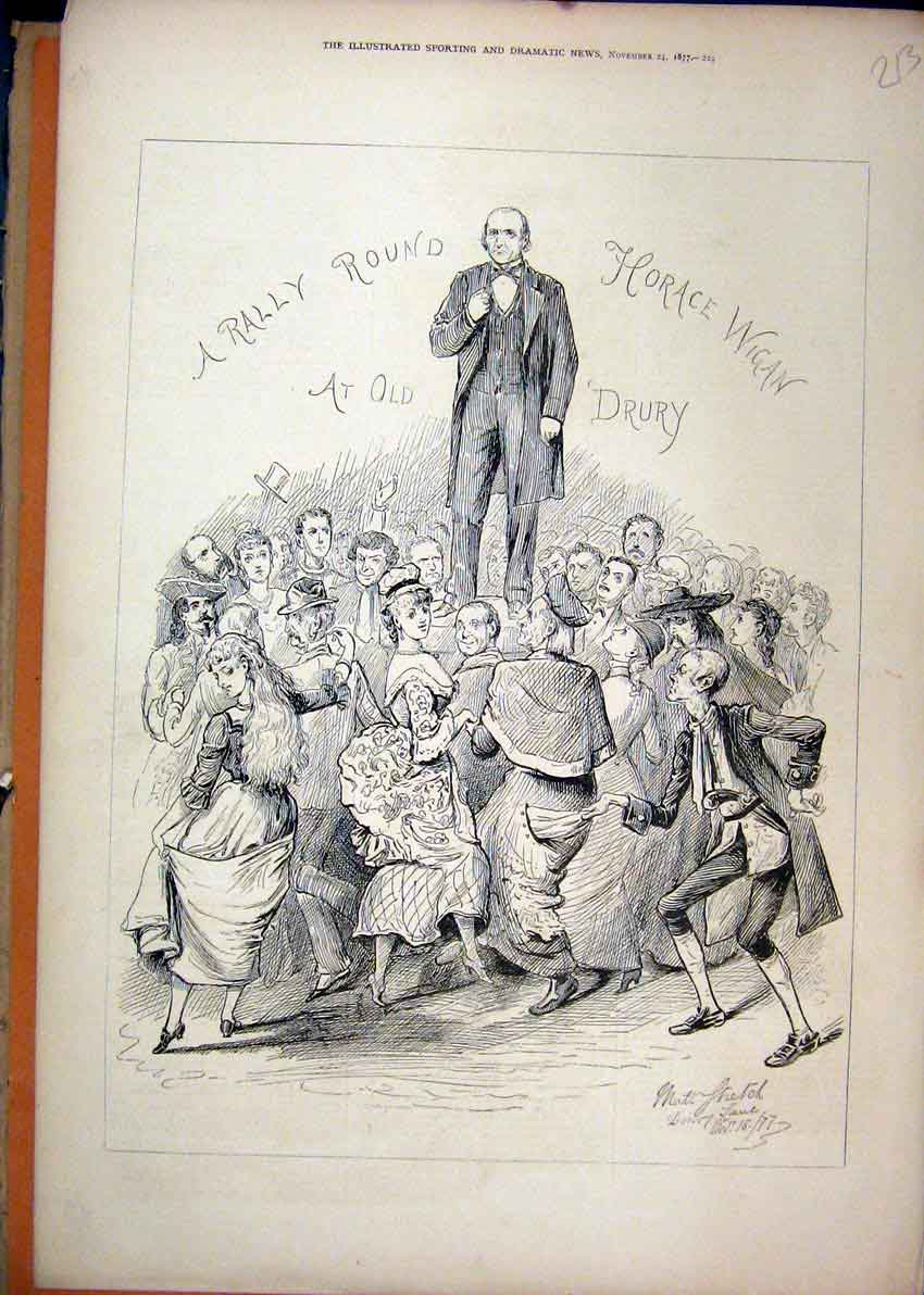 Original Old Antique Print Dancing Horace Wigan 1877 Drury Lane Theatre 19th