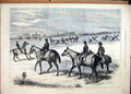 Original Old Antique Print 1874 Bury Hills Newmarket Horses Exercising Victorian