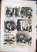 Original Old Antique Print American Fresh Meat Trade Glasgow London 1877 Market