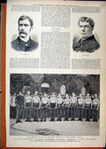 Original Old Antique Print 1883 Tug War Teammen Artillery Eastney Peirce Elton
