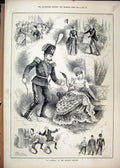 Original Old Antique Print Royalty Theatre 1884 La Cosaque Scenes Gun Romance