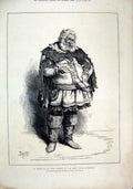 Original Old Antique Print 1875 Phelps John Flastaff Merry Wives Windsor 19th