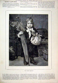 Original Old Antique Print Little Emigrant 1880 Young Boy Fruit Umbrella Bundle