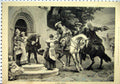 Old Antique Print Royal Men Horses Romance Woman Door Step 1889 Fine Art 19th