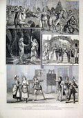 Original Old Antique Print 1878 Sketches Theatres Whittington Jack Box Bo Peep