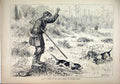 Original Old Antique Print 1878 Sport America Jersey Farmer Shooting Rabbits Dog