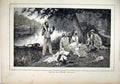 Old Antique Print 1878 Romance Picnic River Man Bottles Country Fine Art 19th