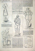 Original Old Antique Print 1879 Comedy Captions Woman Dancer Men Candle Sketches