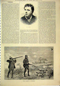 Original Old Antique Print Portrait Mr Righton 1883 Snipe Shooting Cornwall Dog