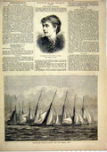 Old Antique Print 1877 Portrait Marie Illington Gravesend Regatta Ladies 19th