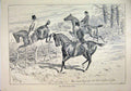 Original Old Antique Print Horses Jumping Fence 1889 Refusing Country Scene 19th