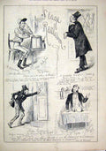 Old Antique Print 1879 Sketches Stage Realism Jockey Theatre Drink Drama 19th