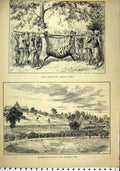 Original Old Antique Print 1887 Tiger Shooting Camp Cycling Alexandra Park Sport