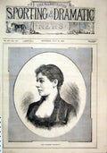 Original Old Antique Print 1882 Portrait Miss Florence Chalgrove Beautiful 19th