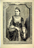 Original Old Antique Print 1883 Portrait Crown Princess Germany 19th