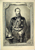 Original Old Antique Print 1883 Portrait Crown Prince Germany Medals Victorian