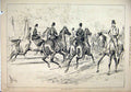 Original Old Antique Print 1878 Hunting Season Horses Men Women Country 19th