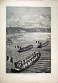 Old Antique Print 1878 International Regatta Paris France Boat Race River 19th