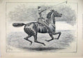 Original Old Antique Print 1889 Sier Beautiful Horse Spear Sport 19th