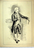 Original Old Antique Print 1887 Portrait Mons. Delaunay Man Carrying Letter 19th