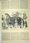 Original Old Antique Print Scenes Cinderella Covent Garden Theatre 1890 19th
