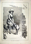 Original Old Antique Print 1880 Mlle Garnier Voltigeurs Theatre Woman Goats 19th