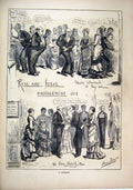 Original Old Antique Print 1877 Theatre Attendants Mangement Hat 19th