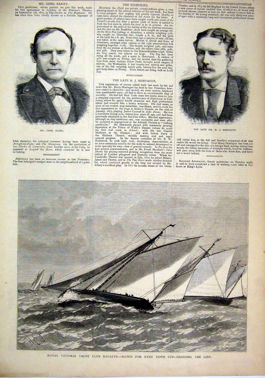 Original Old Antique Print 1878 Royal Victoria Yacht Club Regatta Ryde Town Cup
