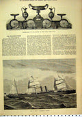 Original Old Antique Print 1884 Steamship Valetta P And O Cups Master Ward Hunt