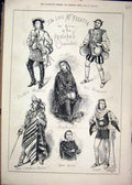Old Antique Print 1879 Fechter Principal Characters Hamlet Tago Blas Bel 19th