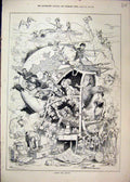 Original Old Antique Print 1879 After Hunting Season Comedy Sketches Gun Goat